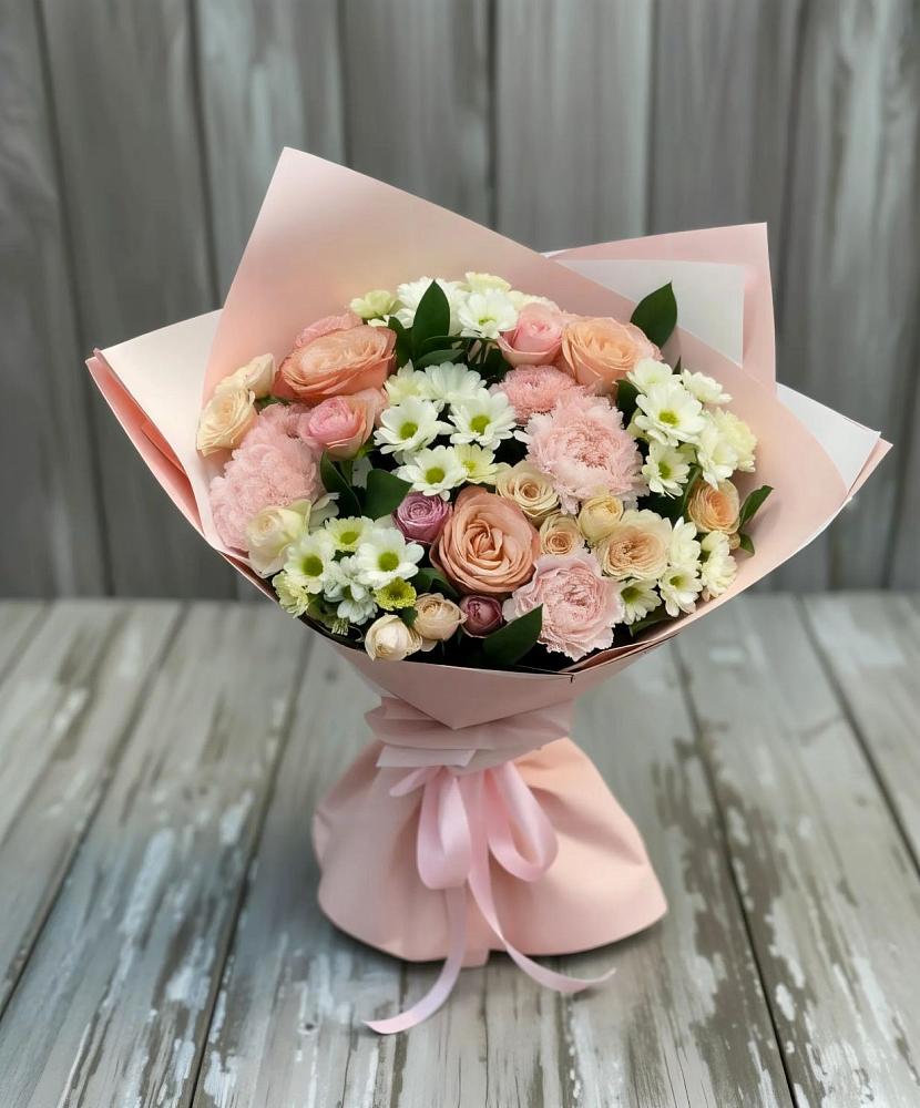 Букет цветов из: Гвоздики, Розы и Хризантемы в Лохино