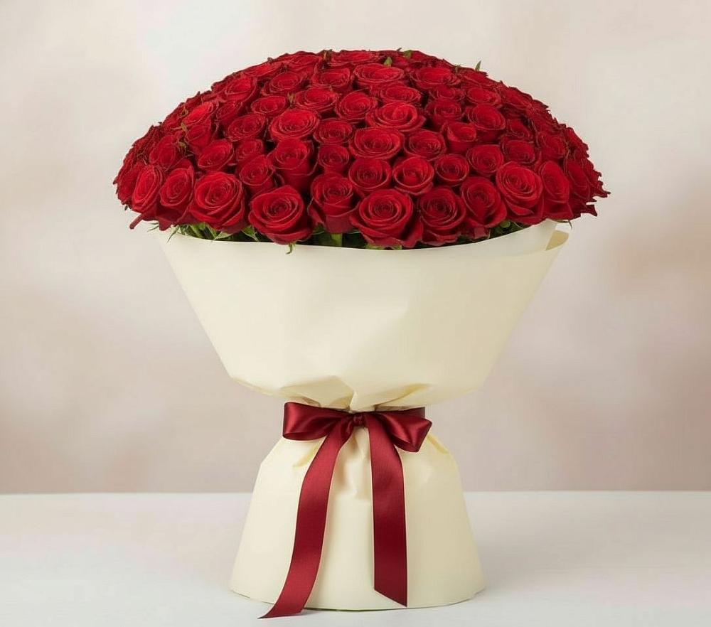 Букет 101 Красная роза Милано в Лохино