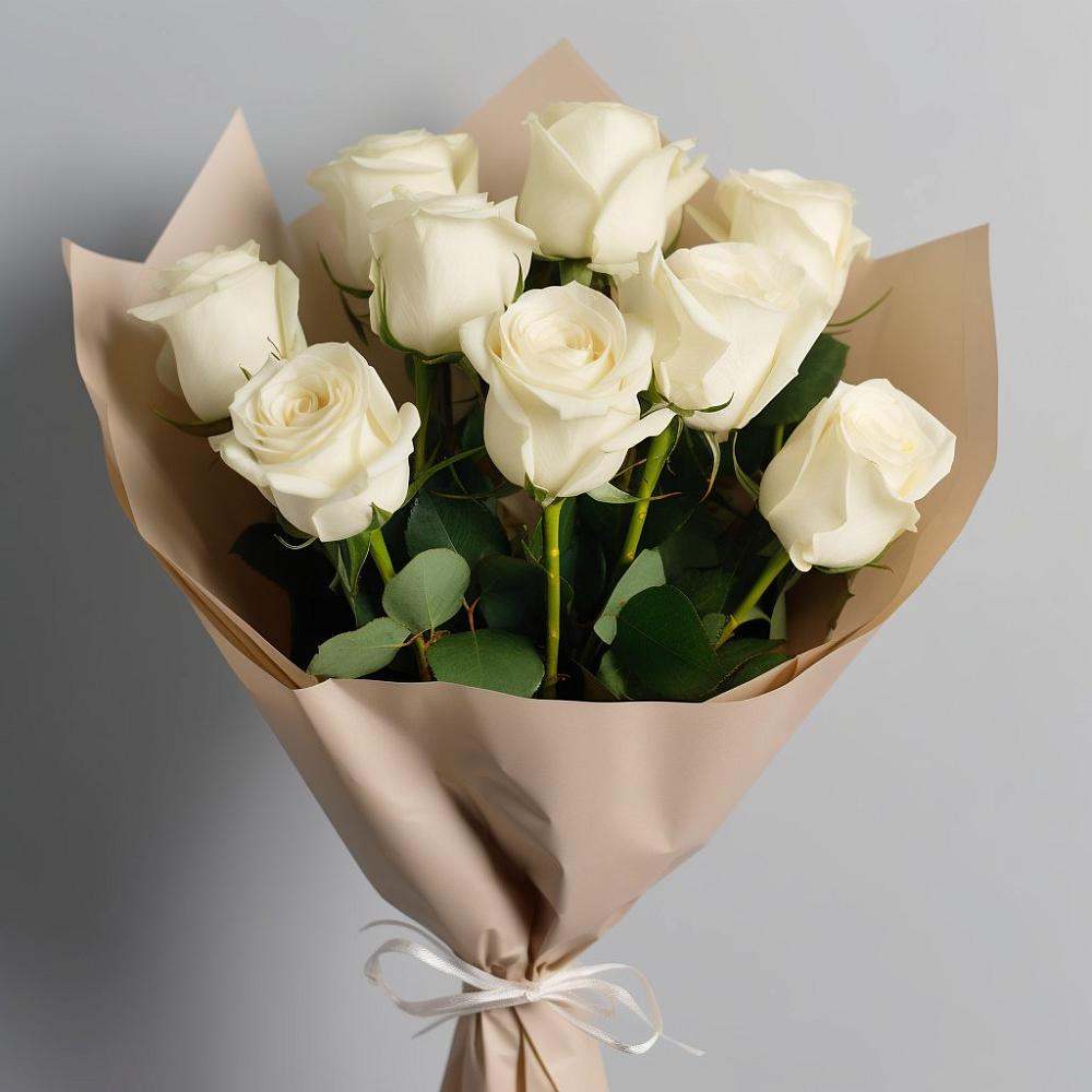 Букет 9 Белых роз Эдлесс Лав в Лохино