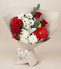 Букет цветов из:  Розы, Хризантемы, Герберы и Лилии в Лохино