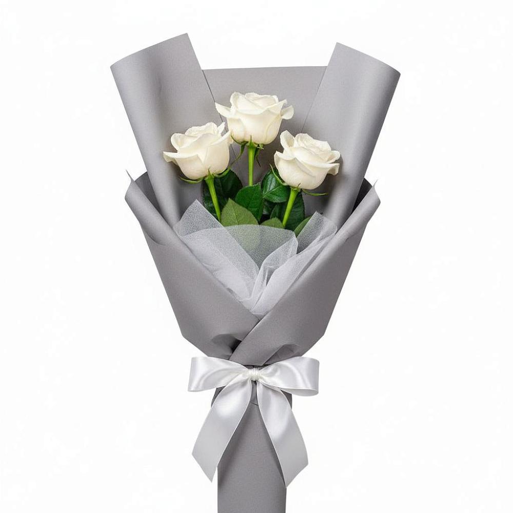 Букет 3 белые розы в Лохино