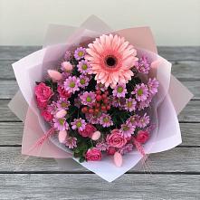 Букет цветов из:  Розы, Герберы и Хризантемы #REPLACE_PRED# Лохино
