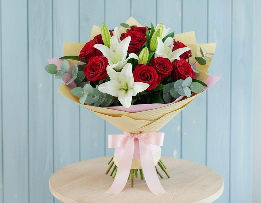 Букет цветов из: Лилии и Розы в Лохино